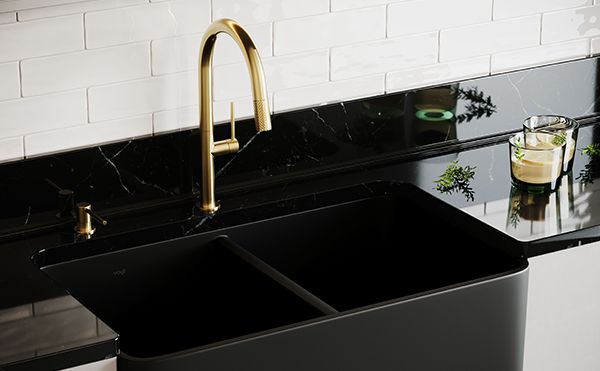 Black marble kitchen sink